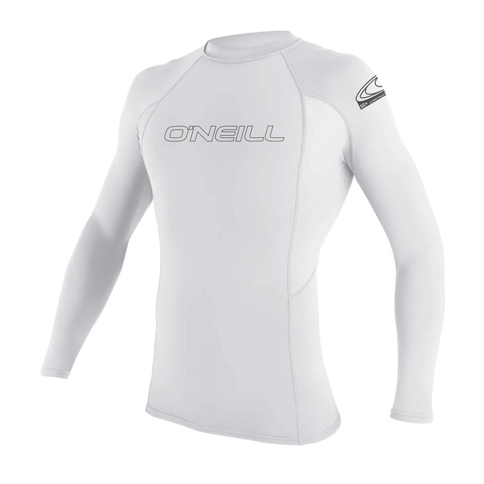 O'Neill Wetsuits Men's Basic Skins UPF 50+ Long Sleeve Rash Guard  Whi