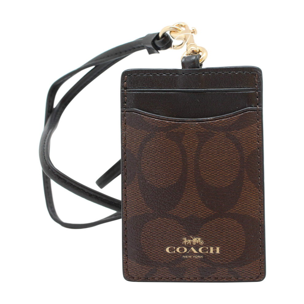 Coach Signature PVC Lanyard ID Badge Card Holder (Brown/Black)