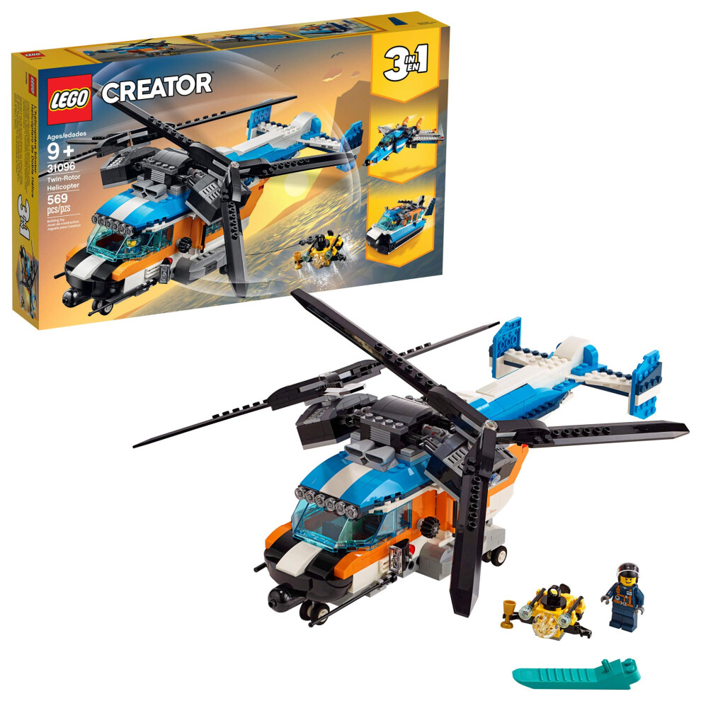 LEGO Creator 3in1 Twin Rotor Helicopter 31096 Building Kit (569 Pieces