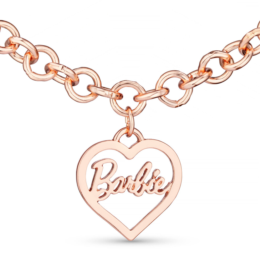 Barbie Round Link Heart Necklace - Rose Gold