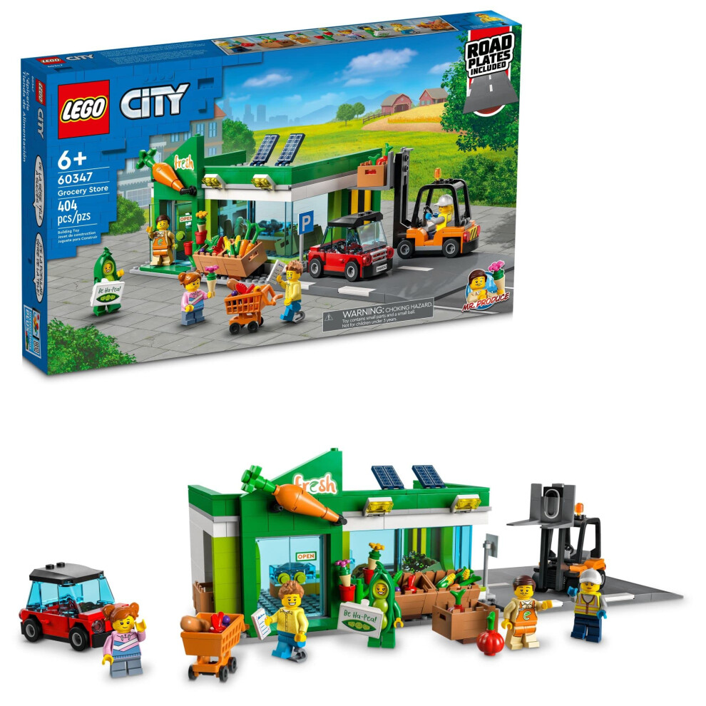 LEGO My City Grocery Store 60347 Building Toy Set for Girls  Boys  and