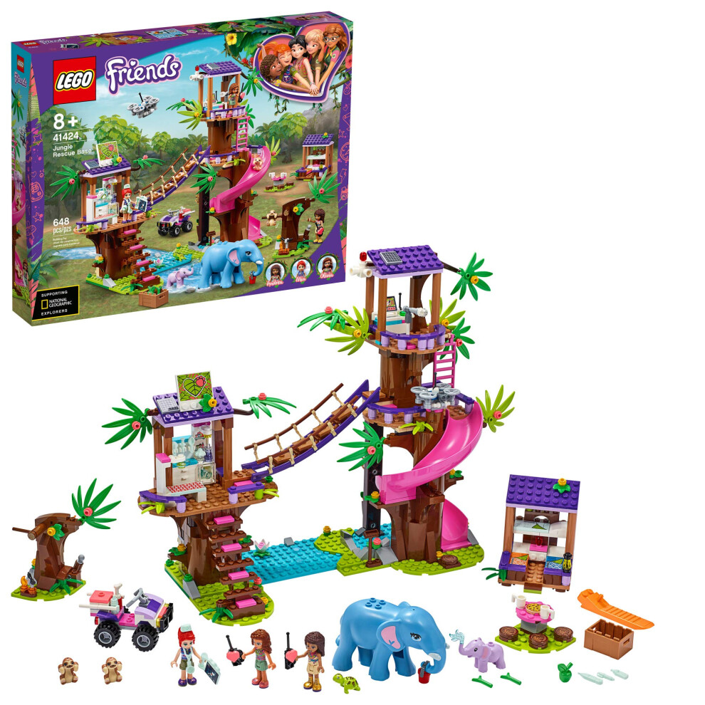 LEGO Friends Jungle Rescue Base 41424 Building Toy for Kids  Animal Re