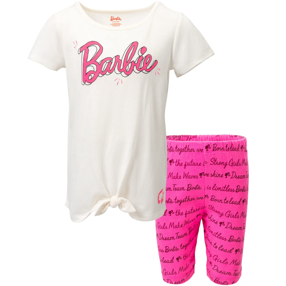 Barbie Little Girls Graphic T-Shirt and Shorts Outfit Set Pink/White 6