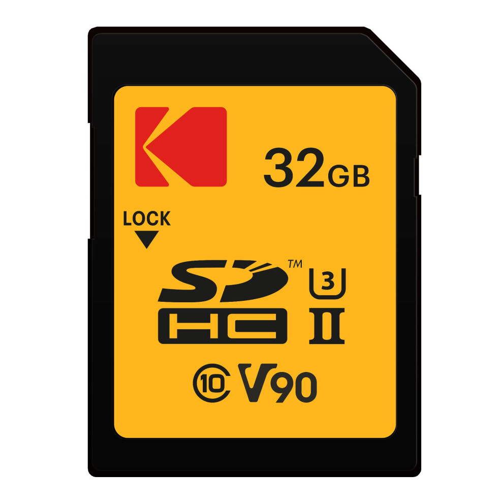 Kodak 32GB UHS-II U3 V90 Ultra Pro SDHC Memory Card - Up to 300MB/s Re