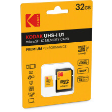 KODAK 32GB Class 10 UHS-I U1 MicroSDHC Card with Adapter 10x Write Spe