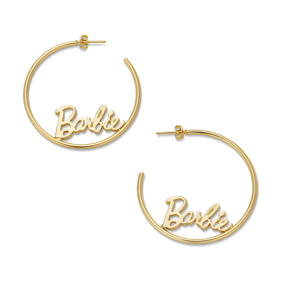 Barbie Script Logo Hoop Earrings (Silver)