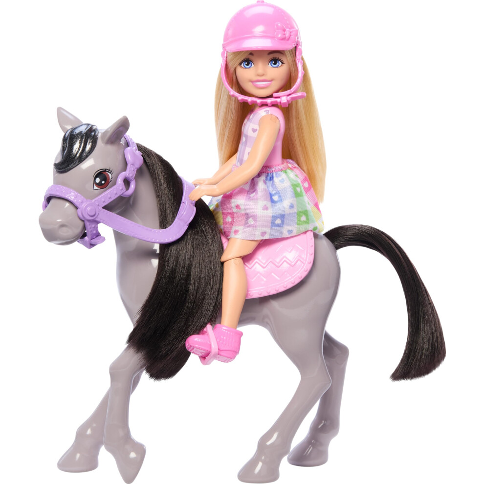 Barbie Chelsea Doll & Horse Toy Set  Includes Helmet Accessory & Saddl