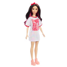 Barbie Fashionistas -nukke #214, mustat lainehiukset, kierrett   v    mekko ja asusteet, 65-vuotisjuhlavuoden ker   ilymuotinukke