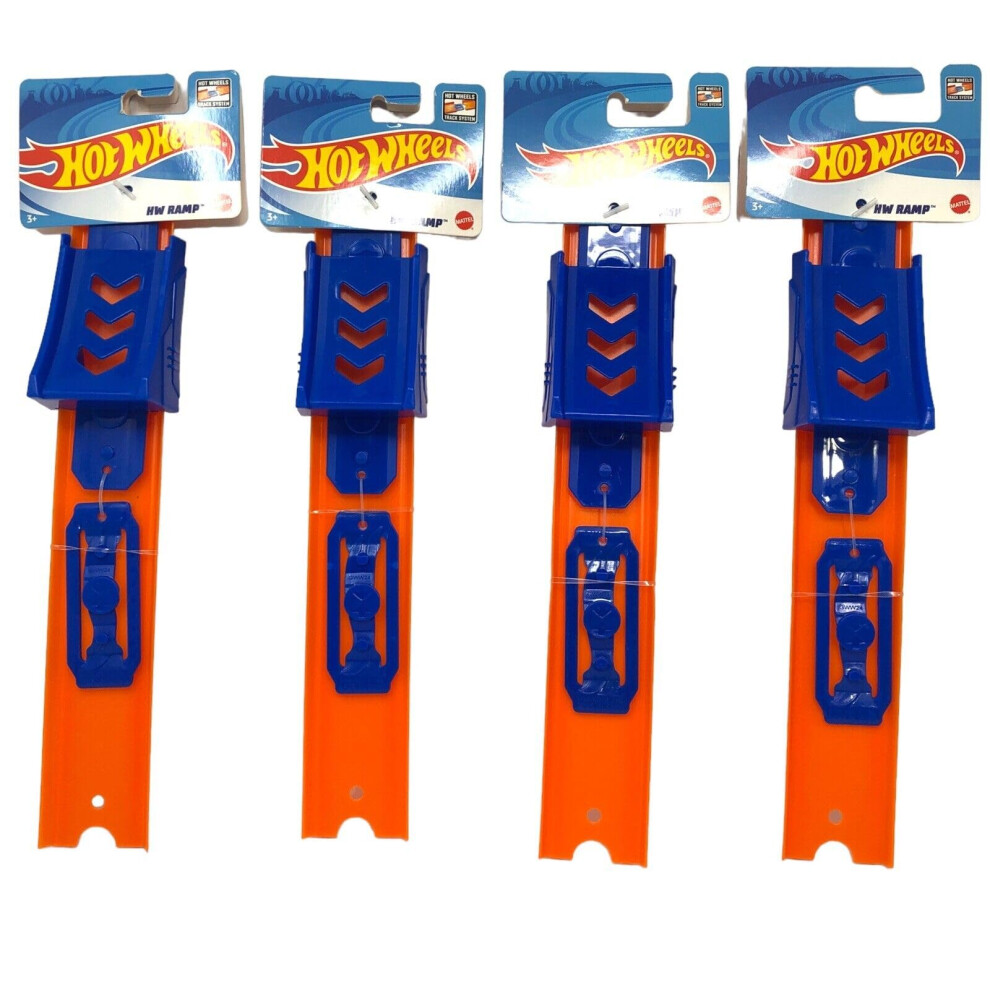 Hot Wheels Ramp Track Builder Parts Lot of 4 Straight 10  Long + 4 Con