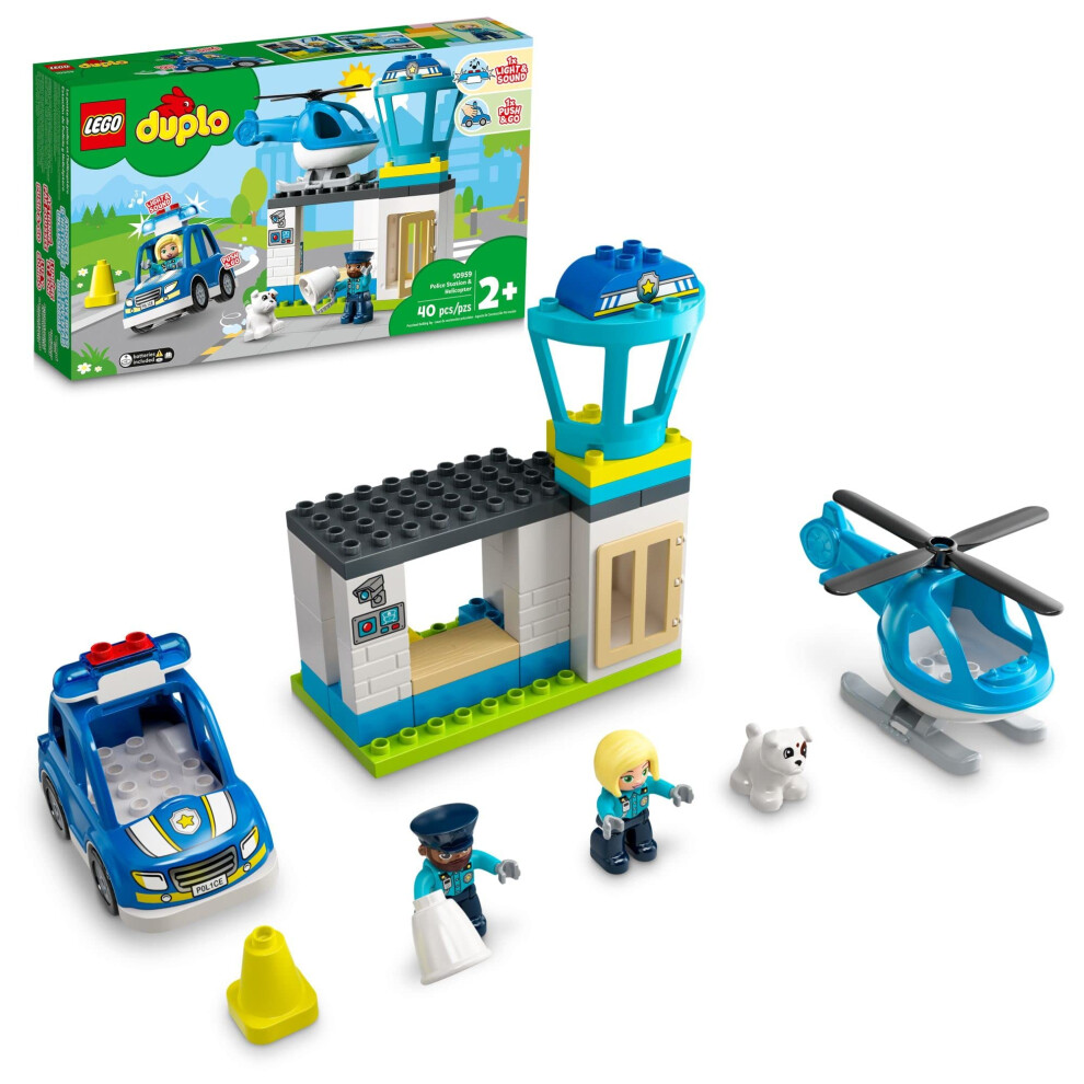 LEGO DUPLO Rescue Police Station 10959 Push & Go Car Toy with Lights a