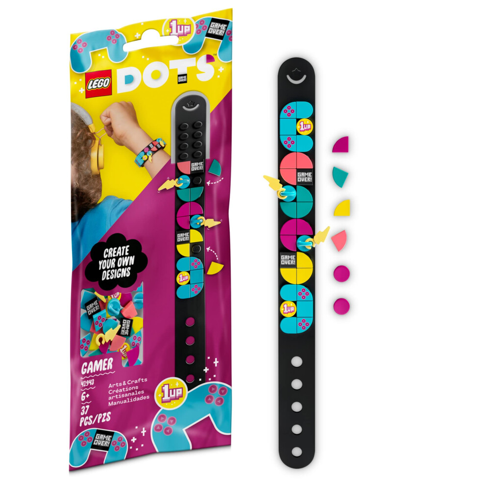 LEGO DOTS Gamer Bracelet with Charms 41943 DIY Craft Bracelet Kit; A C