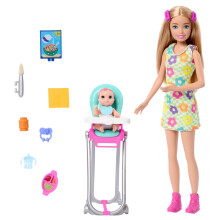 Poup   e Barbie Skipper et coffret de jeu avec accessoires Ensemble de garde d'enfants     th   me
