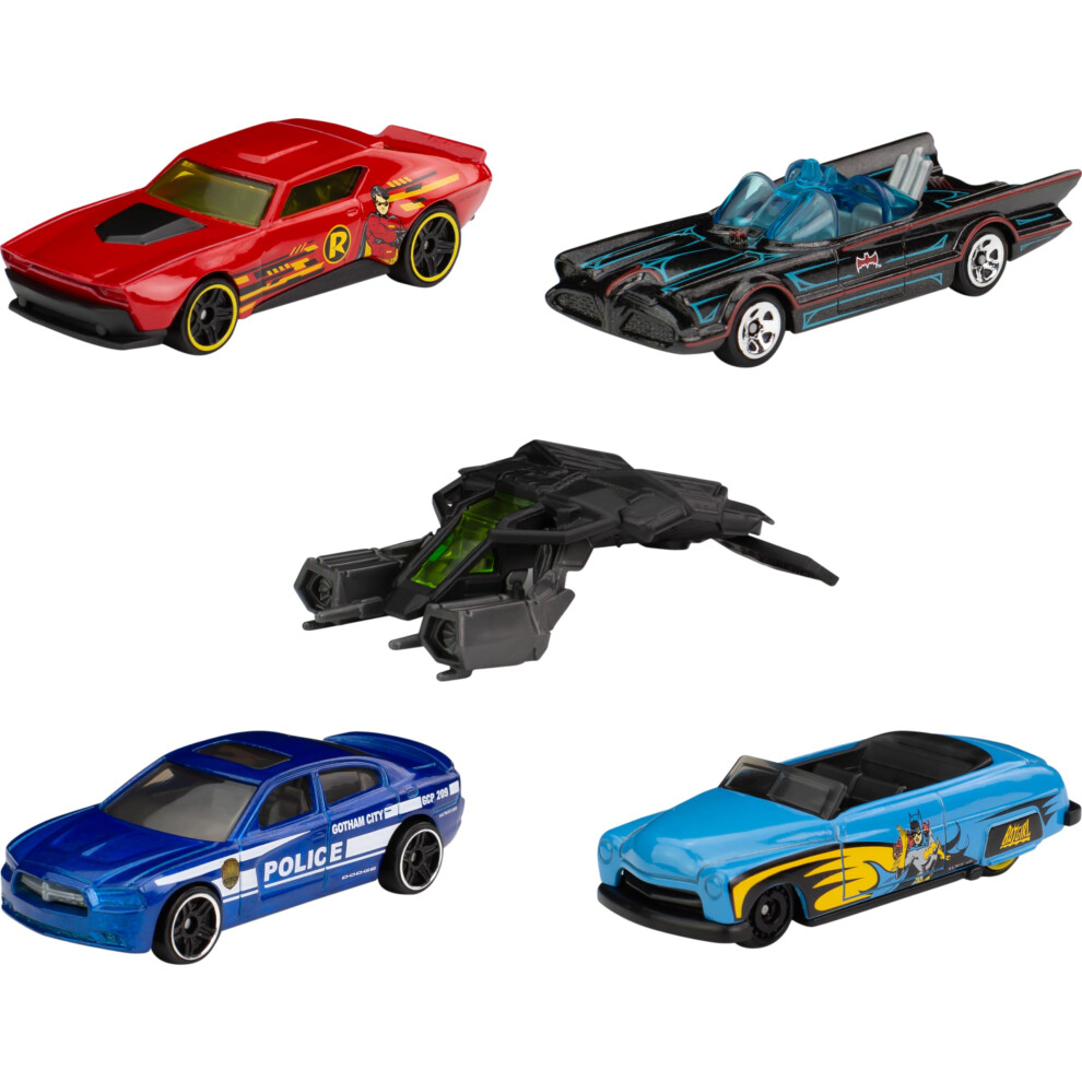 Hot Wheels Batman 5-Pack  Set of 5 Batman-Themed Toy Cars in 1:64 Scal