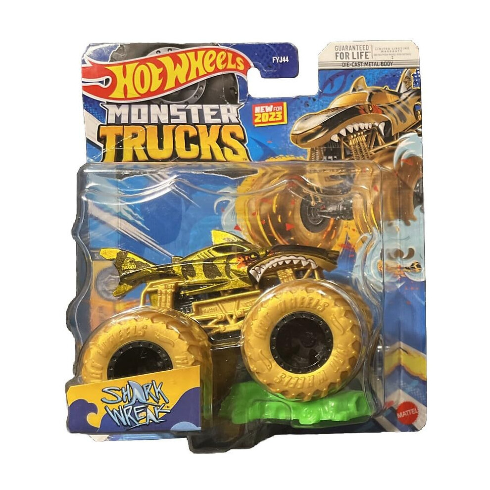 Hot Wheels Monster Trucks New for 2023 1:64 Scale (Shark Wreak Gold Ch