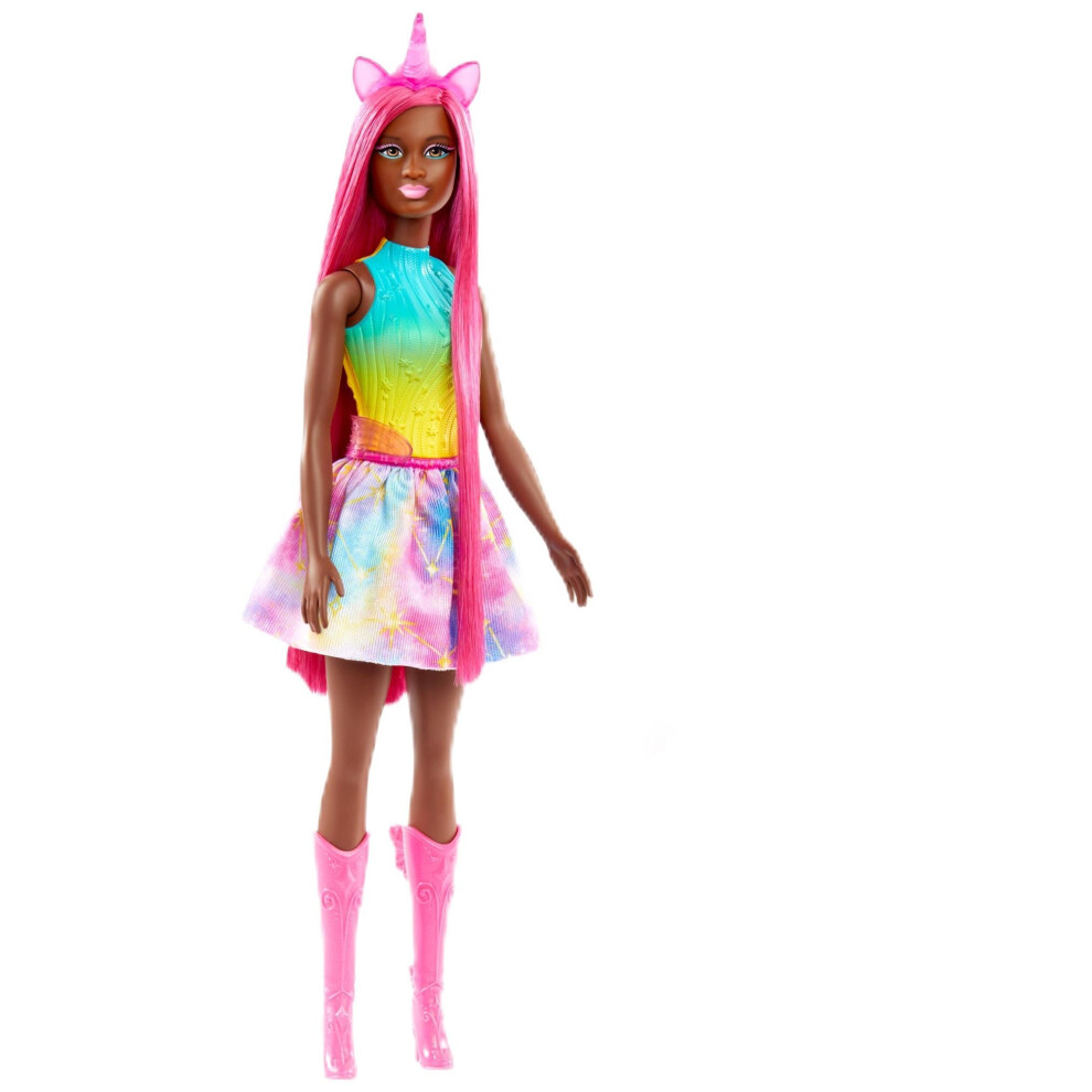 Barbie Unicorn Doll with 7-Inch-Long Magenta Fantasy Hair and Colorful