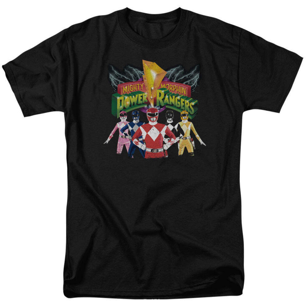 (S, Black) Mighty Morphin Power Rangers Mens Unite T-Shirt