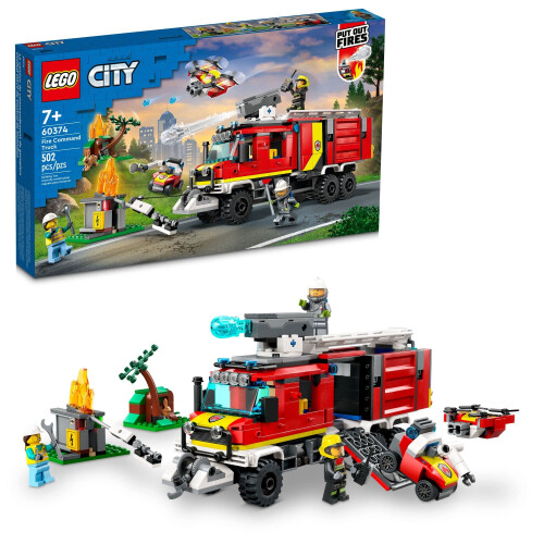 LEGO LEGO City Μονάδα Πυρόσβεσης 60374, Παιχνίδι με Πυροσβεστικό Όχημα και Drone