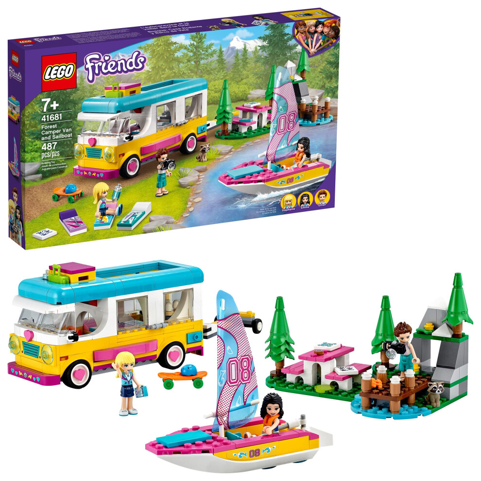 LEGO Friends Forest Camper Van and Sailboat 41681 Building Kit; Forest