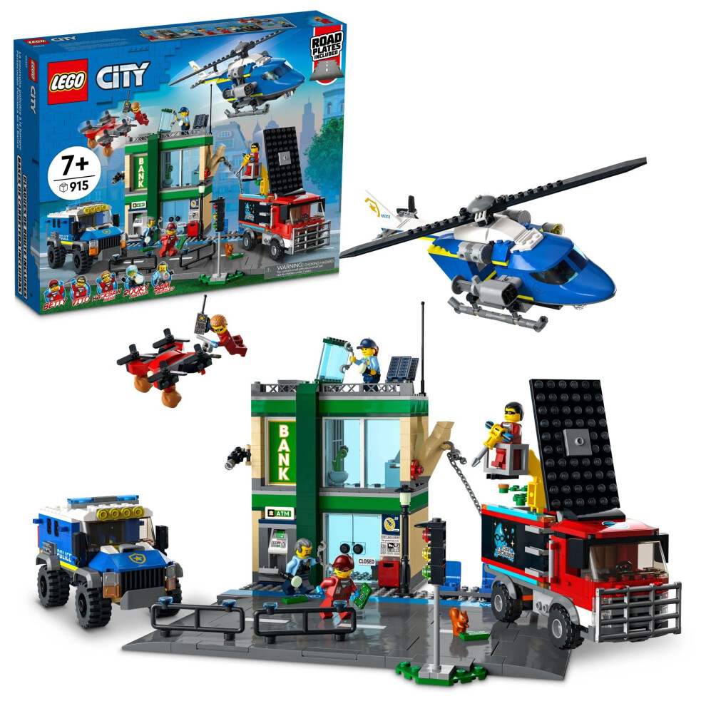 LEGO City Police Chase 60317 Bank with Helicopter  Drone and 2 Truck T