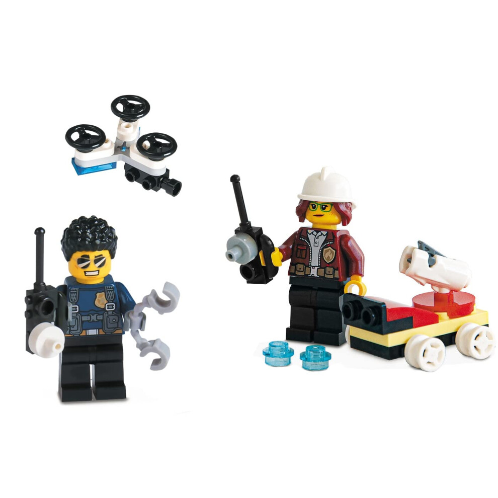 LEGO City Minifigure Combo - Police Chief with Drone and Firefighter w