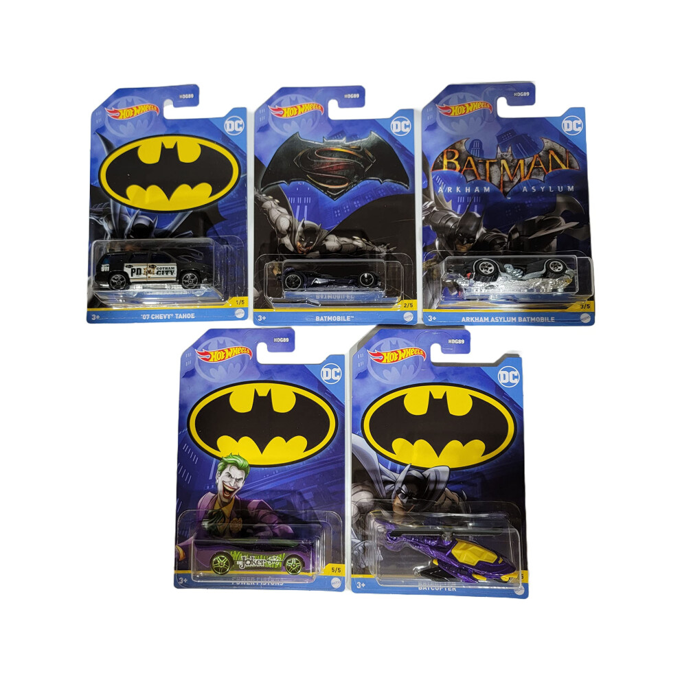 Hot Wheels Batman 2022 Batmobile Complete Set of 5 Diecast Vehicles Mi