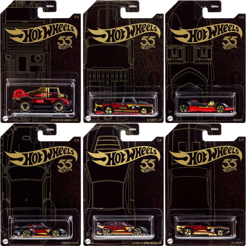 Hot Wheels Σετ 6 Αυτοκινήτων Hotwheels 55ης Επετείου 2023 - Μεταλλικά Αυτοκινητάκια 1:64 για Συλλέκτες