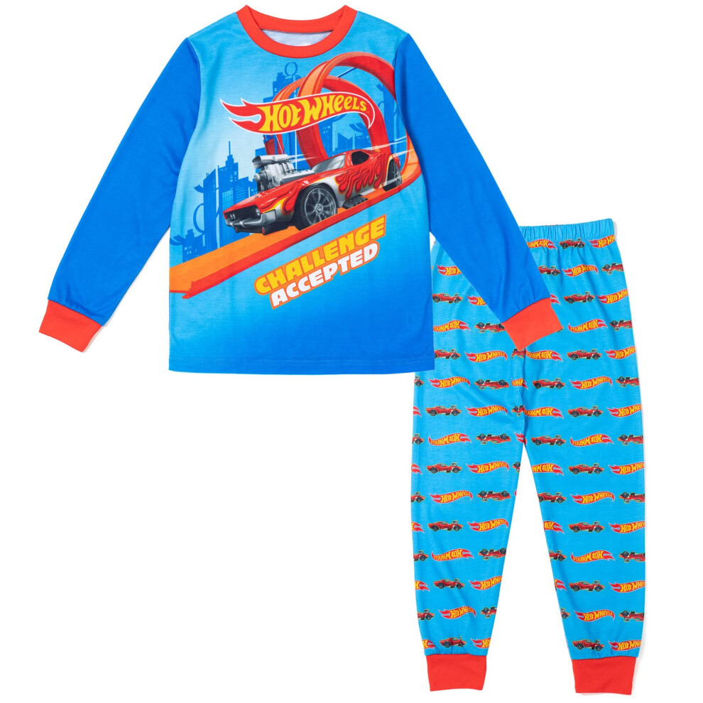 Hot Wheels Big Boys Pajama Shirt and Pants Sleep Set Blue 10-12