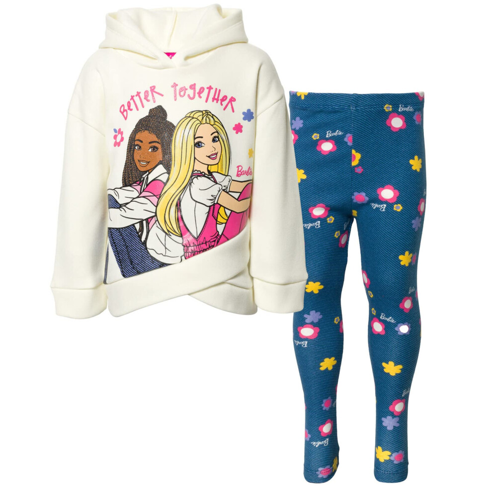 Barbie Toddler Girls Pullover Crossover Fleece Hoodie and Leggings Out