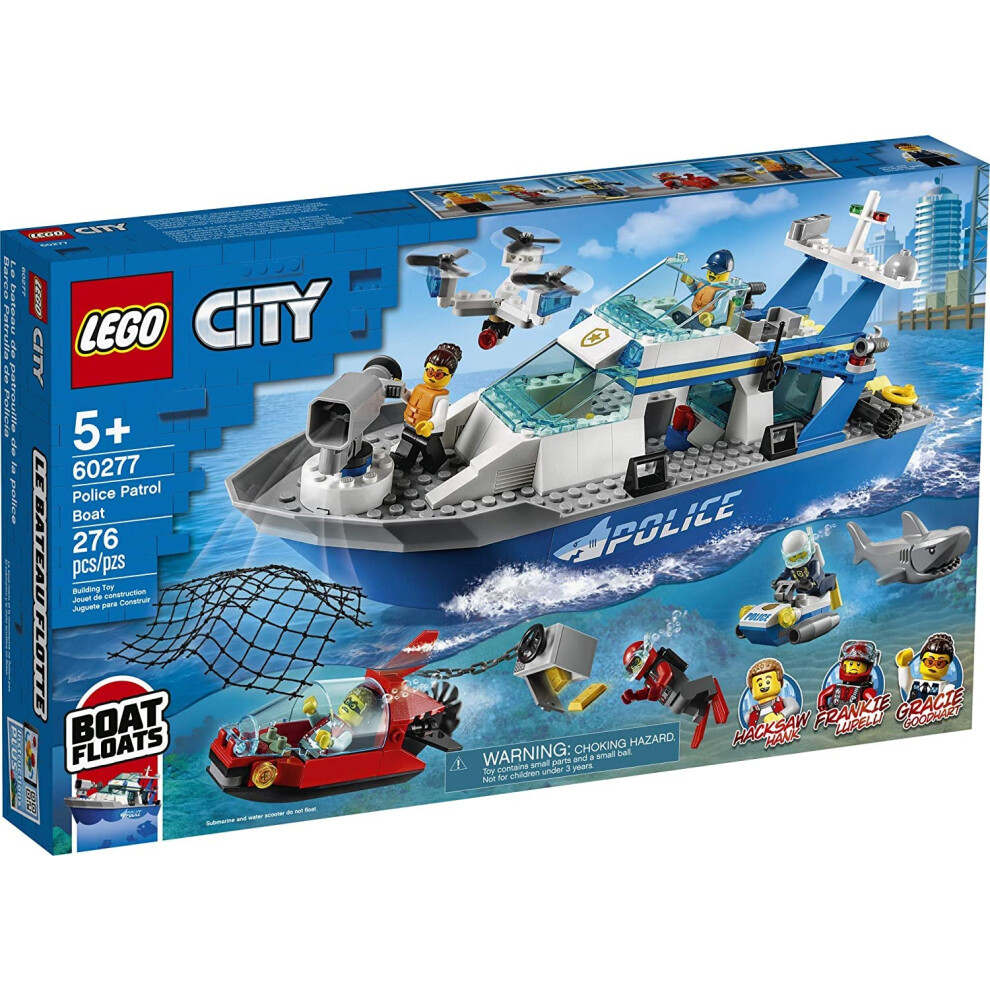 LEGO City Police Patrol Boat 60277 Building Kit; Cool Police Toy for K