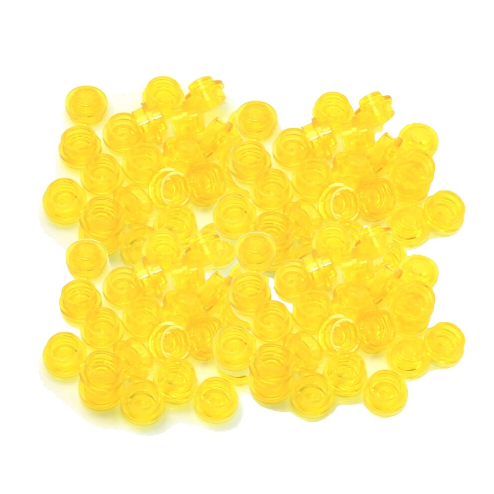 Lego Parts: 100 Round Transparent Yellow Plates 1x1