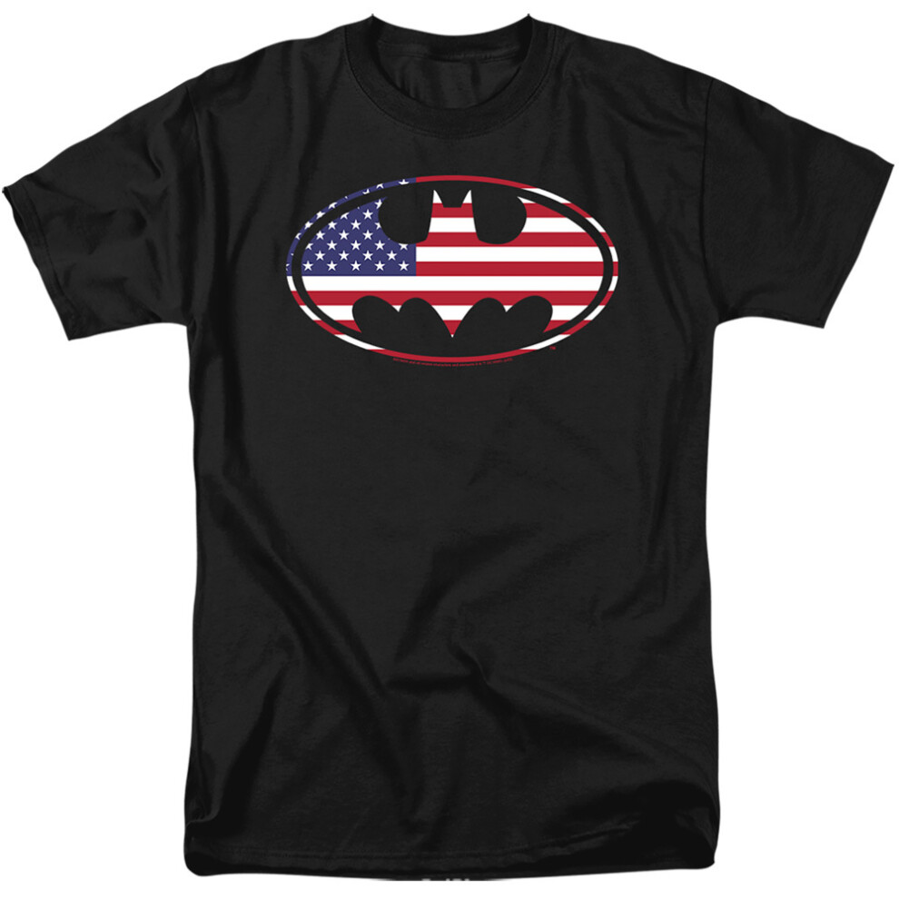 (XL, Black) Batman Mens American Flag T-Shirt