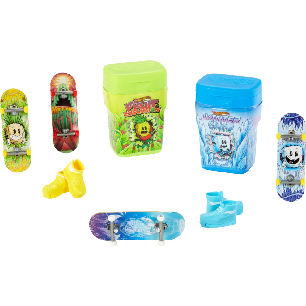 Hot Wheels Skate Fingerboards & Skate Shoes  2 Flavor Containers with