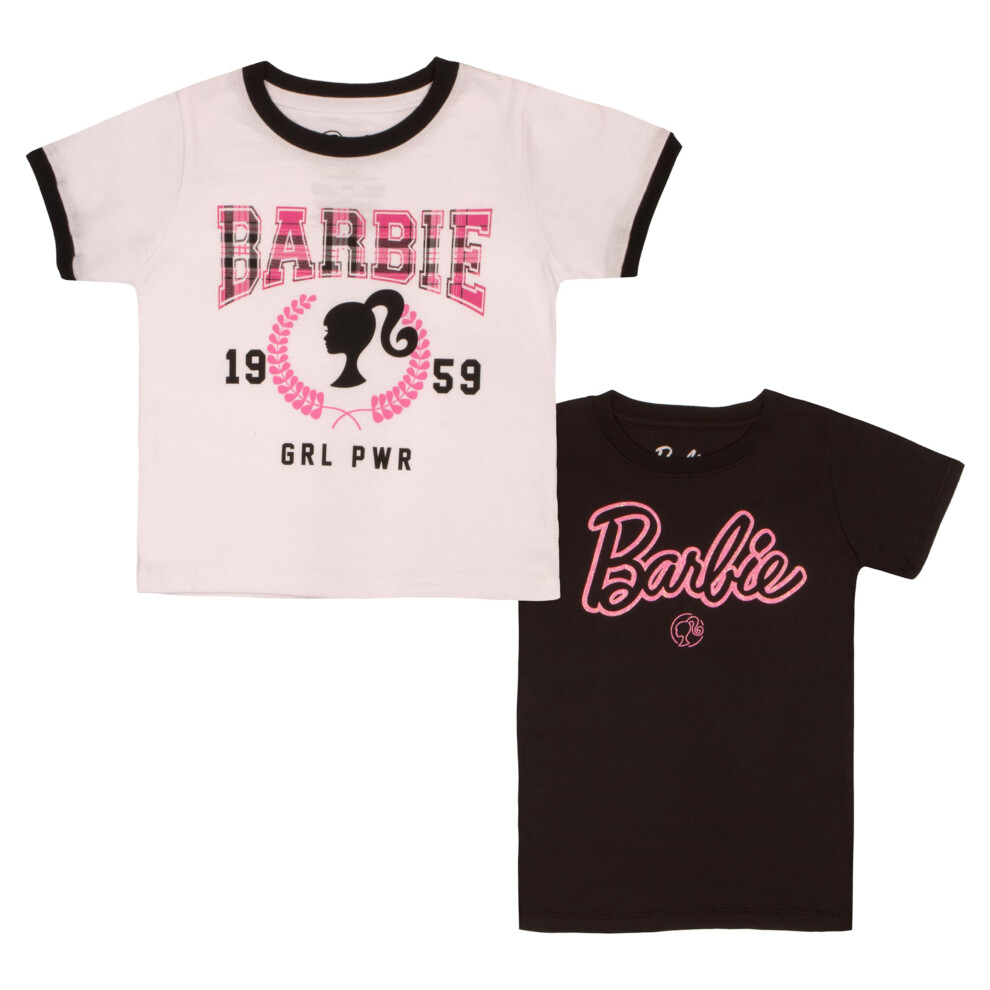 Barbie Girls Short Sleeve T-Shirt 2-Pack  Logo Girl Power Short Sleeve