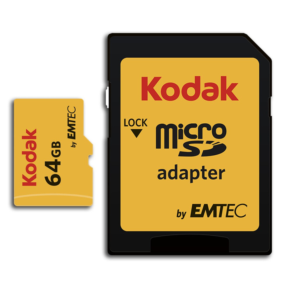 KODAK 64GB UHS-I U3 V30 A1 Extra Performance microSD with Adapter - Re