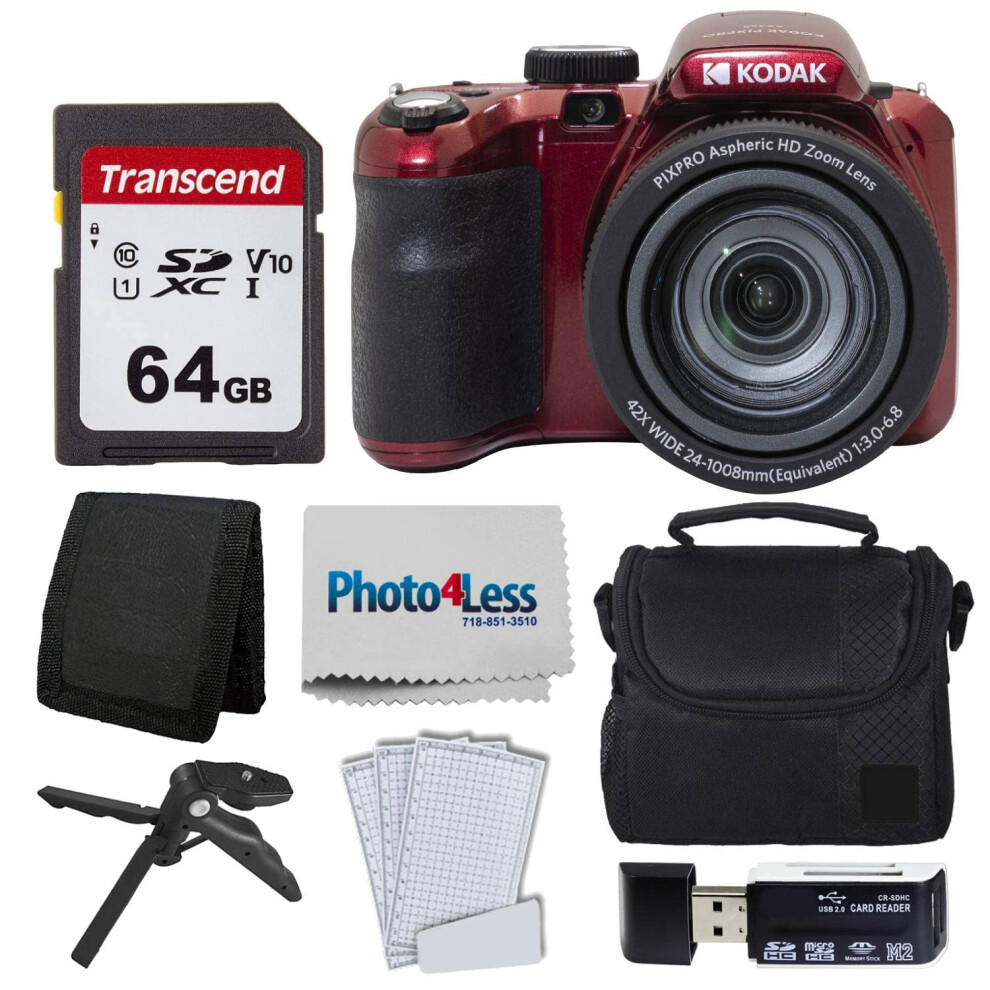 Kodak PIXPRO AZ425 Digital Camera + 64GB Memory Card + Camera Case (Bl