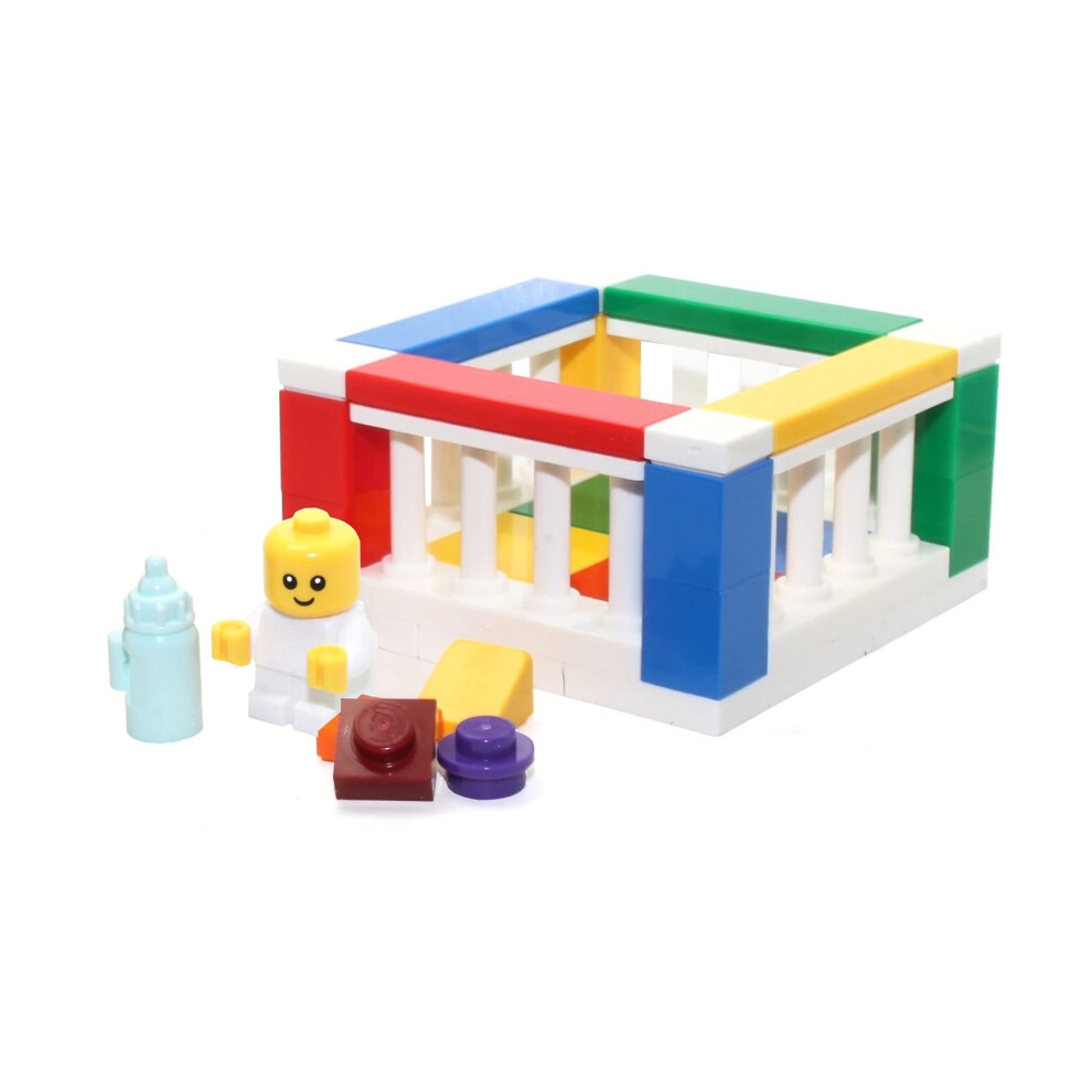 LEGO City Minifigure - Baby in Colorful Playpen with Toys (Very Cute)