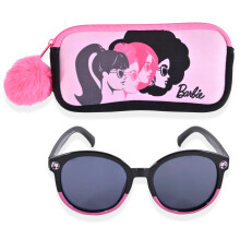Barbie Flicka Cat Eye Solglasögon och Hård Fodral Set (Rosa-Vit-Svart)