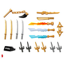 Pack de Armas LEGO NINJAGO con Soporte de Exhibición - para Todas las Minifiguras, 24 piezas