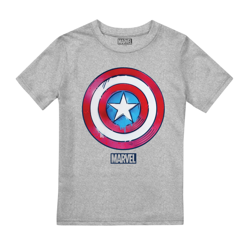 (7-8 Years, Sports Grey) Captain America Childrens/Kids Drip Shield T-Shirt