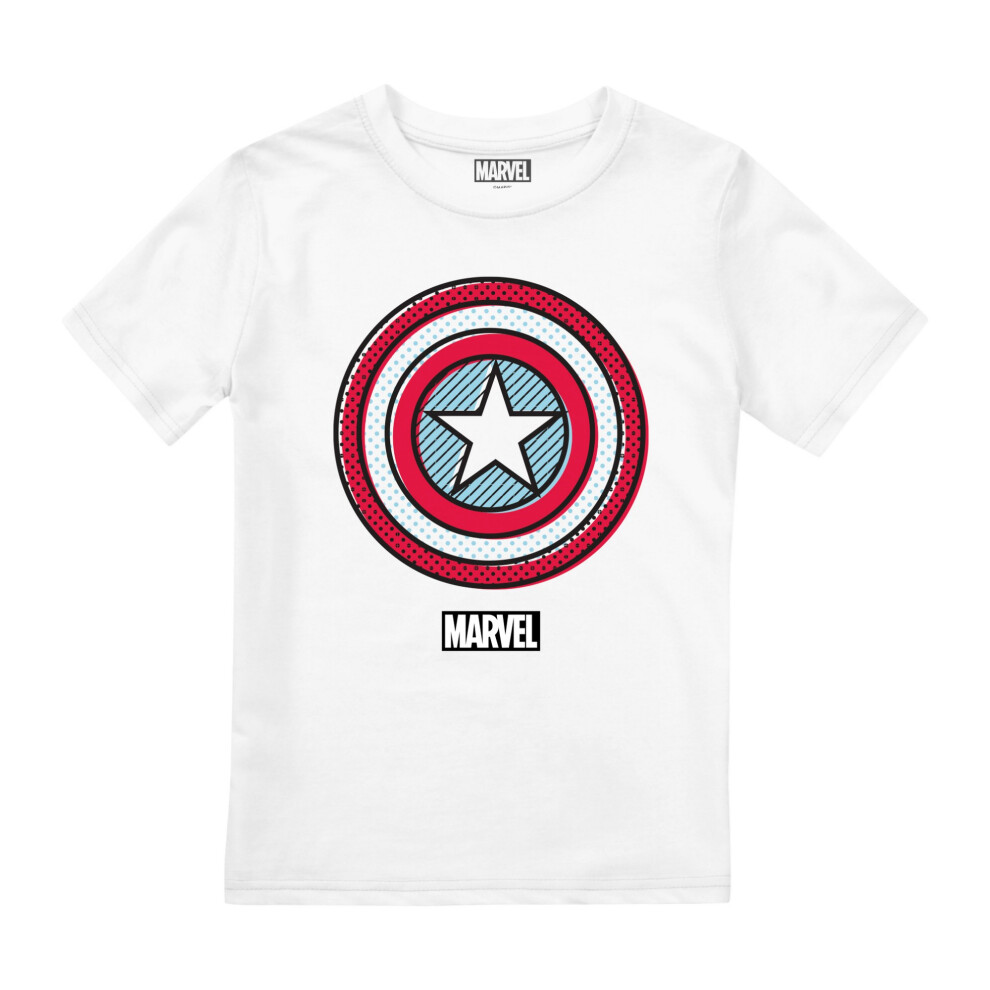 (5-6 Years, White) Captain America Childrens/Kids Ziptone Shield T-Shirt