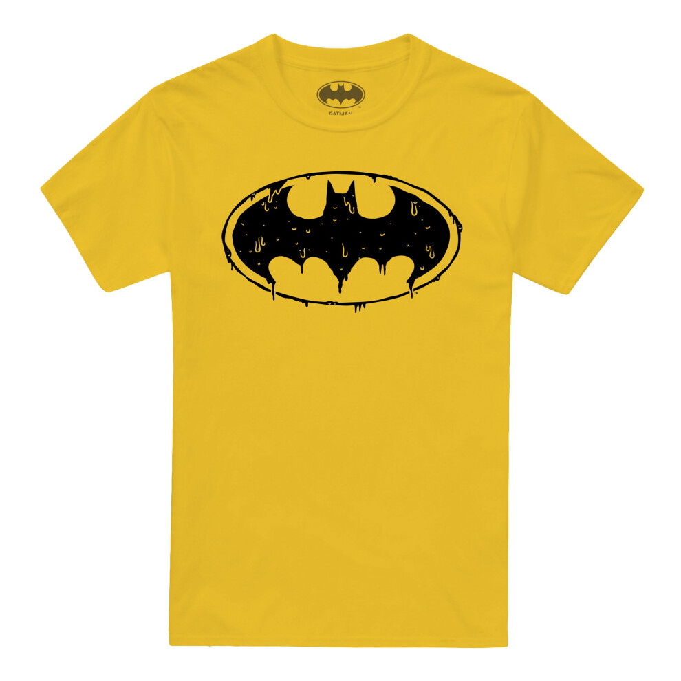 (S, Daisy Yellow) Batman Mens Slime Logo T-Shirt