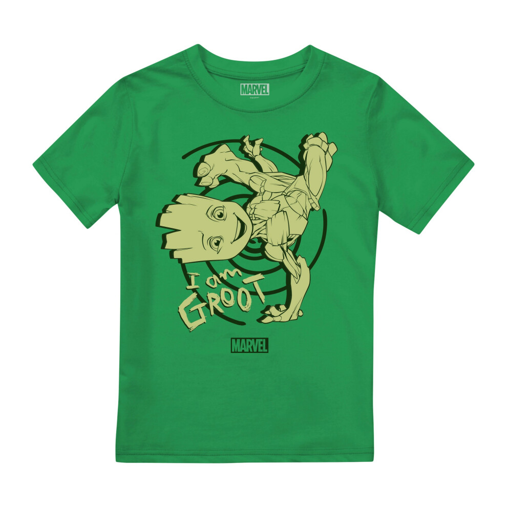 (7-8 Years, Irish Green) Marvel Comics Childrens/Kids Baby Groot Handstand T-Shirt