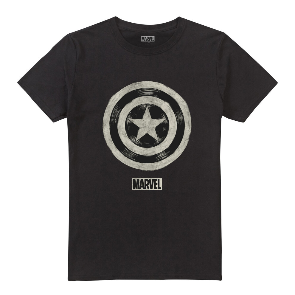 (XL, Black) Captain America Mens Ballpoint T-Shirt