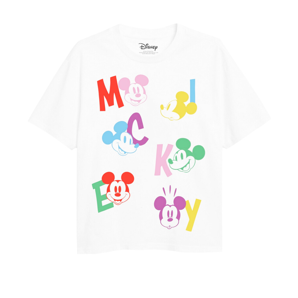 (3-4 Years, White) Disney Girls Mickey Mouse Letter T-Shirt