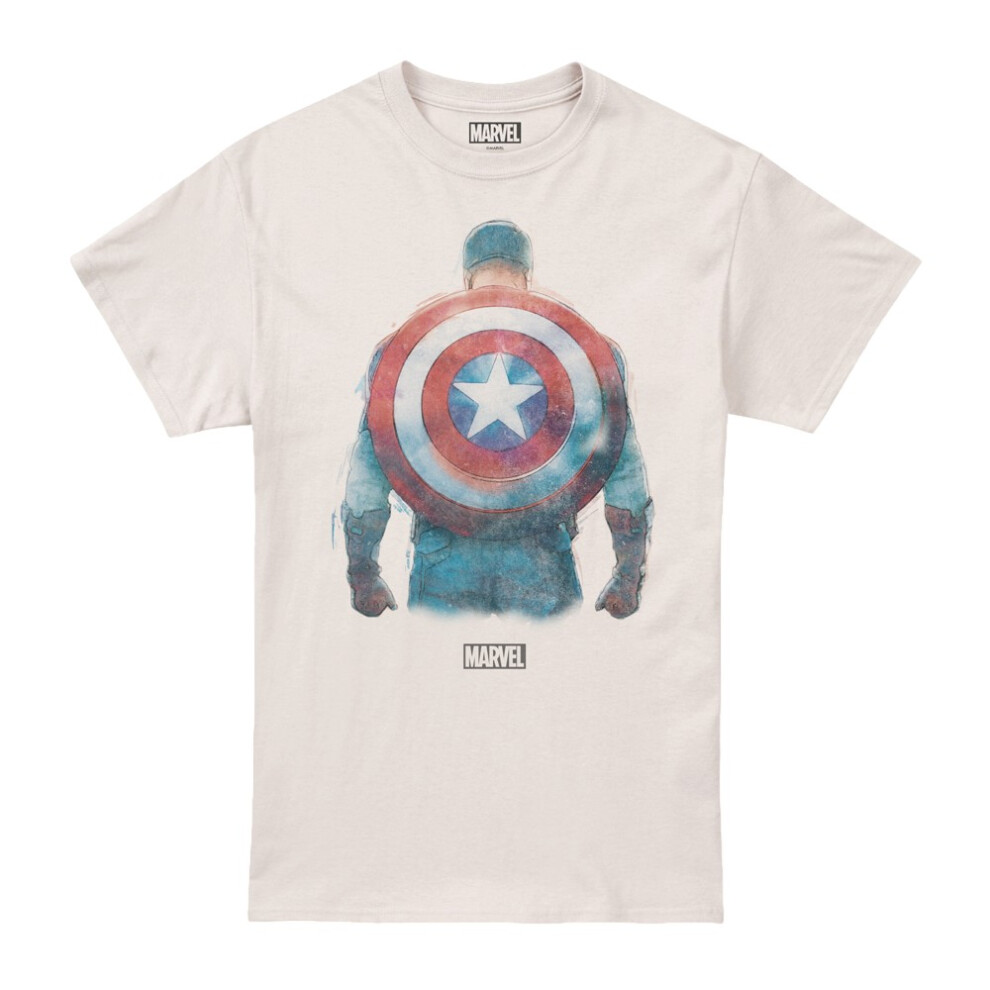 (S, Natural) Captain America Mens Soldier T-Shirt