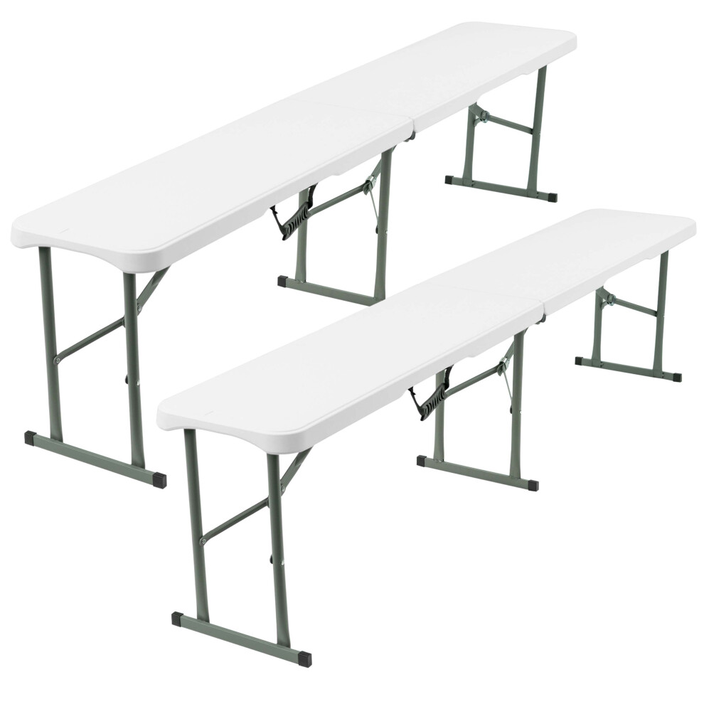 (2 x Folding Bench) 6FT CATERING CAMPING HEAVY DUTY FOLDING TRESTLE TABLE PICNIC BBQ PARTY BENCH