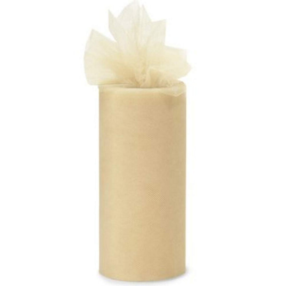 Tulle Fabric - 6 Inches Wide X 25 Yards (Beige)