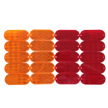 MAXXHAUL 50016 Ovale reflectoren, 20 stuks, 10 rood - 10 amber, zelfklevend of boorhouder - DOT, 20 stuks