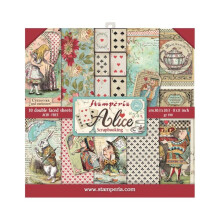 Stamperia International KFT Litet Pappersblock 10 Ark Dubbel Sidan Alice, 20.3 x 20.3 (8" x 8"), Flerfärgad