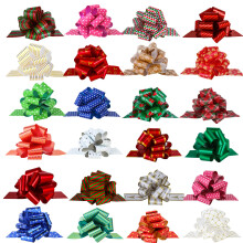 PintreeLand 24PCS Christmas Wrap Pull Bows with Ribbon 5 Wide Wrappin